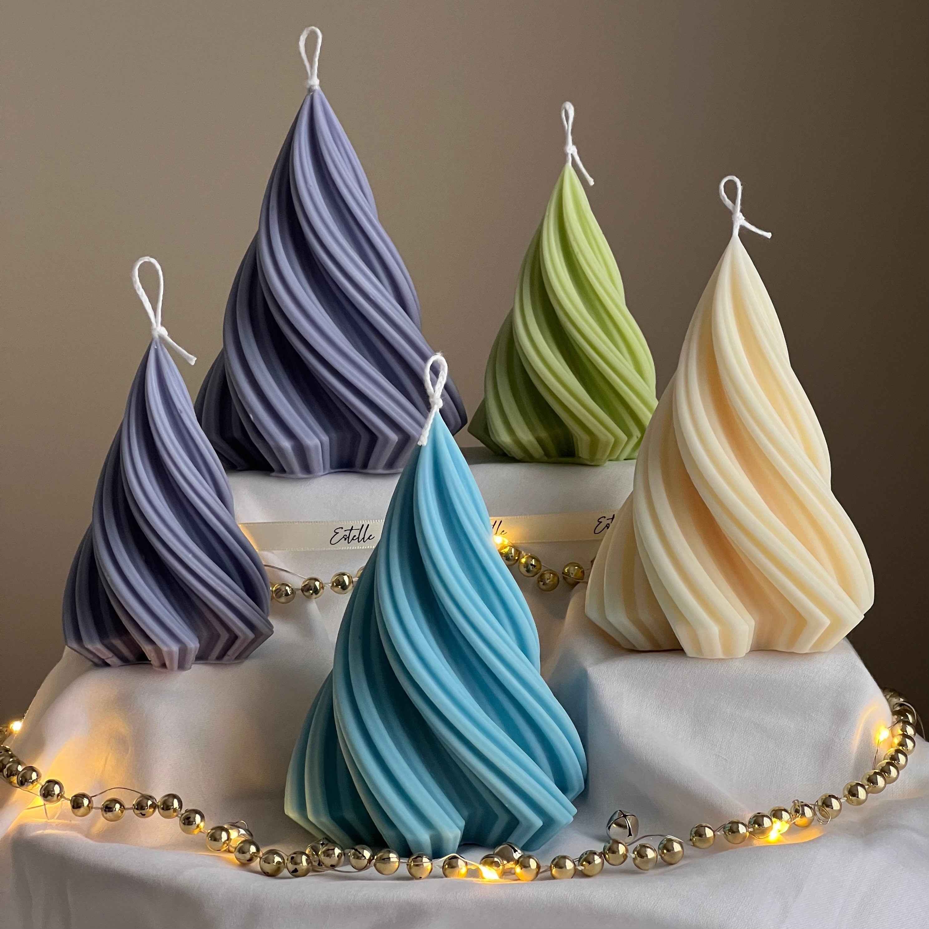 Swirl Ribbed Christmas Tree Candle